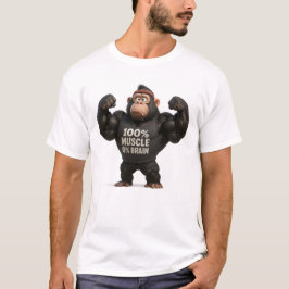 100% Spier 0% Hersenen – Grappige Cartoon Gorilla T-shirt
