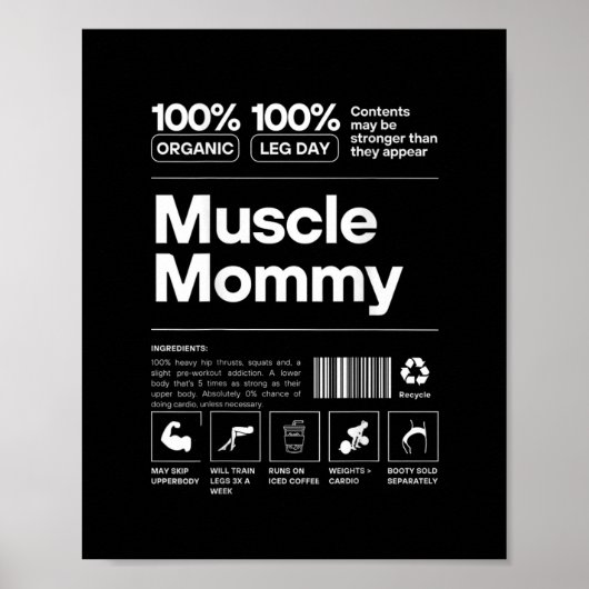 100% Spiermoeder - Bodybuilding Fitnessstudio Fit Poster (Voorkant)