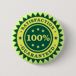 100% Sticker met garantie voor tevredenheid Ronde Button 5,7 Cm