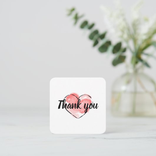 100 stks. Zakelijk bedankje met rood hart Vierkante Visitekaartje (Staand voorkant)