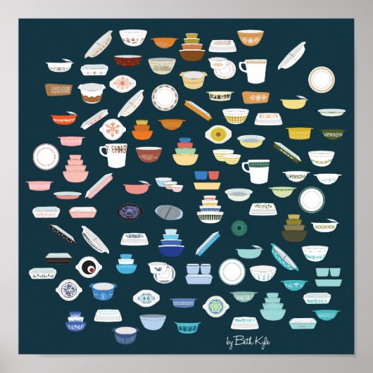 100 stuks Pyrex - Blauwgroen Poster (Voorkant)