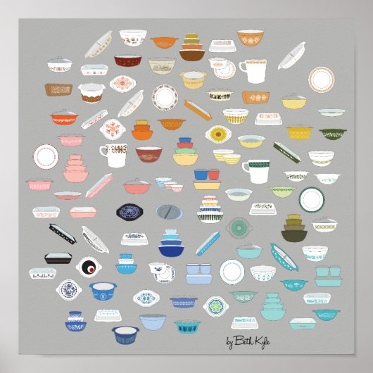 100 stuks Pyrex - donkergrijs Poster (Voorkant)