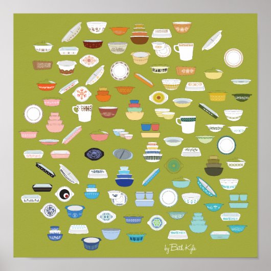 100 stuks Pyrex - groen Poster (Voorkant)