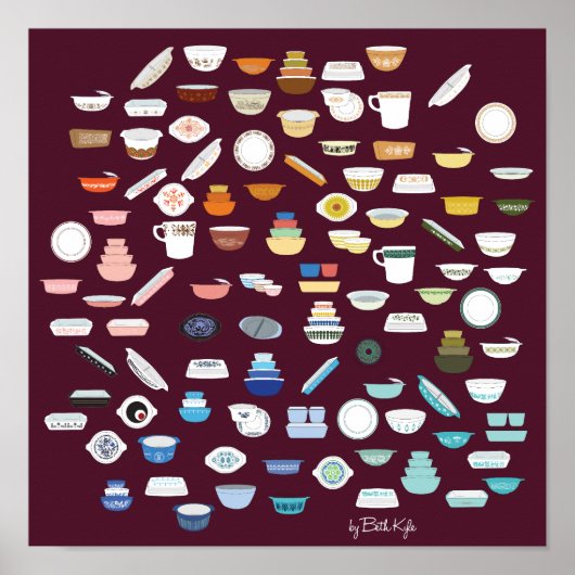 100 stuks Pyrex - Maroon Poster (Voorkant)