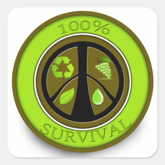 100% Survival Prepper Eco Design Vierkante Sticker (Voorkant)