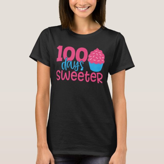 100 Sweeter Days Cupcake 100e dag van schoolmeisje T-shirt (Voorkant)