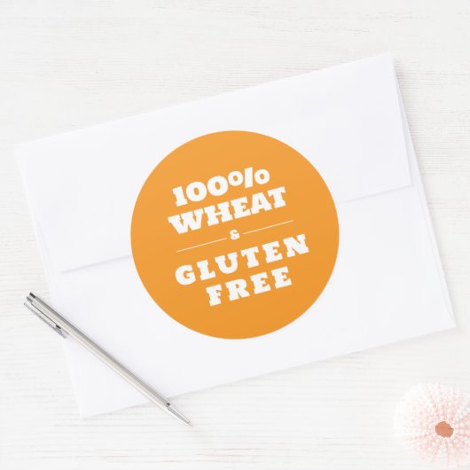 100% Tarwe- en glutenvrij Ronde Sticker (Envelop)