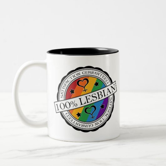 100% tevredenheid gegarandeerd lesbische Pride-reg Tweekleurige Koffiemok (Links)