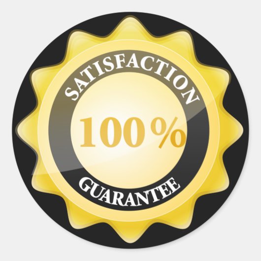 100% tevredenheidsgarantie ronde sticker (Voorkant)