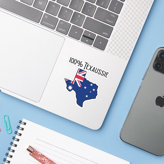 100% Texaussie Custom-Cut Vinyl Sticker (Laptop met iPhone)