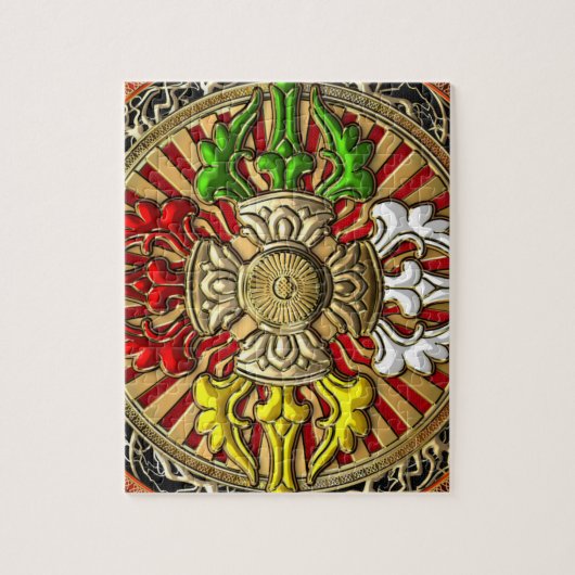 [100] Tibetan Double Dorje Mandala Legpuzzel (Verticaal)