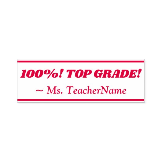 "100%! TOP GRADE!" + Instructeur Naam Rubber Stemp Zelfinktende Stempel (Design)