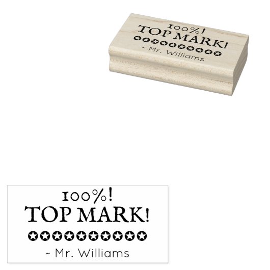 "100%! TOP MARK!" + Aangepaste school leraar naam Rubberstempel (Gestempeld)
