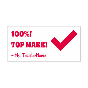 "100%! TOP MARK!" Rubberstempel voor toewijzing Zelfinktende Stempel