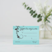 /100 Turquoise blue Floral Swirls Gift Card Kortingskaartje (Staand voorkant)