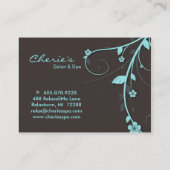/100 Turquoise blue Floral Swirls Gift Card Kortingskaartje (Achterkant)