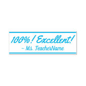 "100%! Uitstekend!" + Educator naam Rubber stempel (Design)