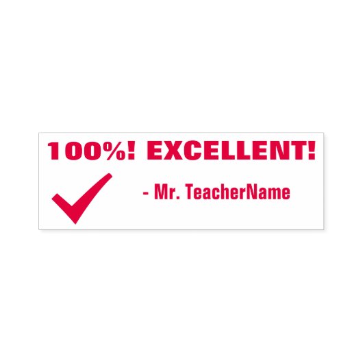 "100%! UITSTEKEND!" Educator Rubber Stamp Zelfinktende Stempel (Design)