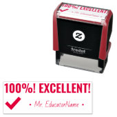 "100%! UITSTEKEND!" Instructeur Rubber Stamp Zelfinktende Stempel (In situ)