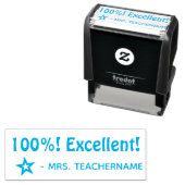 "100%! Uitstekend!" Teacher Feedback Rubber Stamp Zelfinktende Stempel (In situ)