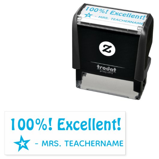 "100%! Uitstekend!" Teacher Feedback Rubber Stamp Zelfinktende Stempel (In situ)