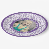 100 Uw foto Willekeurig Getal Patroon Paarse/Wit Papieren Bordje (Gekanteld)