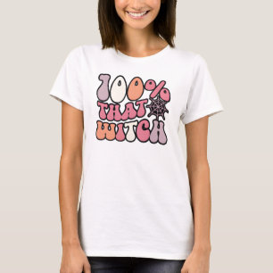 100% van de heksenretro Leuke Halloween heks T-shirt