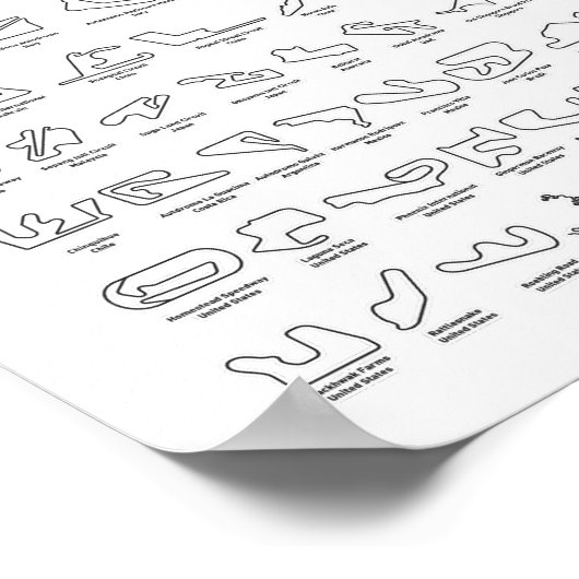 100 van de Wereld Beste Racetracks Poster (Hoek)