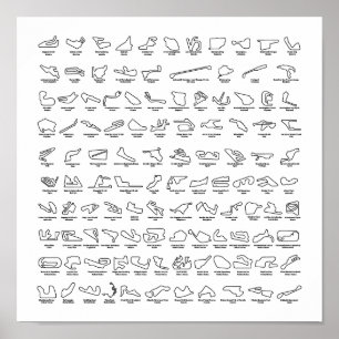 100 van de Wereld Beste Racetracks Poster