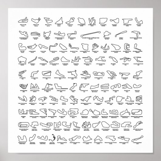100 van de Wereld Beste Racetracks Poster (Voorkant)
