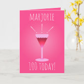 100 vandaag, glas rode wijn, gepersonaliseerd kaart (Gele Bloem)