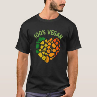 100 Vegan Colorful hartcool Vegan fruits veggies T-shirt