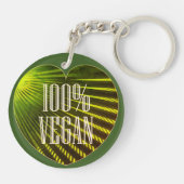 100% Vegan - Motiverende Slogan Groene Hart Sleutelhanger (Achterkant)