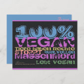 100% VEGAN -..- Postkarte Briefkaart (Voorkant / Achterkant)