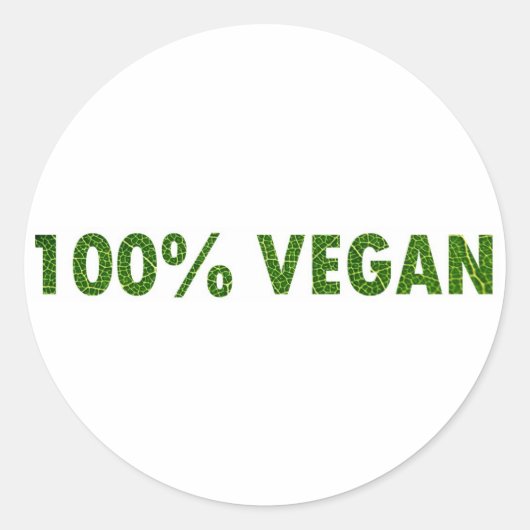 100% Vegan Ronde Sticker (Voorkant)