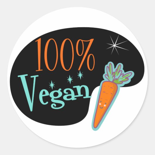 100 % Vegan Ronde Sticker (Voorkant)