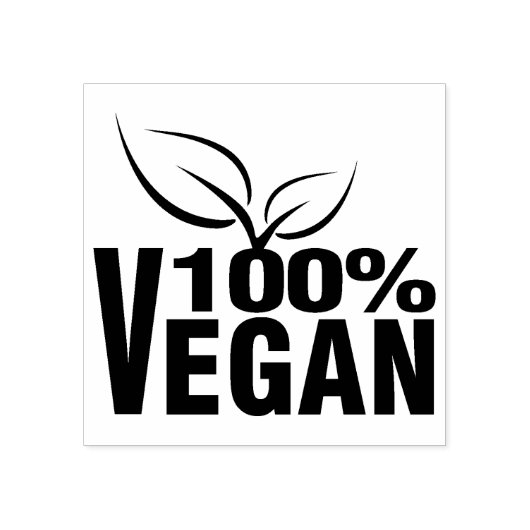 100% Vegan, Simple Rubberstempel (Afrduk)
