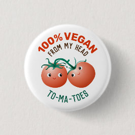 100% Vegan van mijn hoofd naar mijn tenen schattig Ronde Button 3,2 Cm
