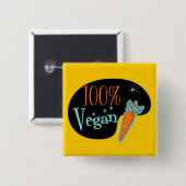 100 % Vegan Vierkante Button 5,1 Cm (Voorkant /achterkant)