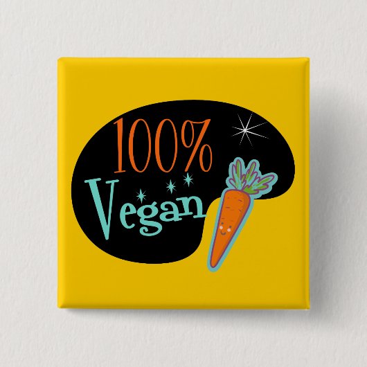 100 % Vegan Vierkante Button 5,1 Cm (Voorkant)