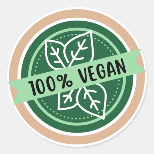100% veganistisch, alleen veganistische ingrediënt ronde sticker (Voorkant)