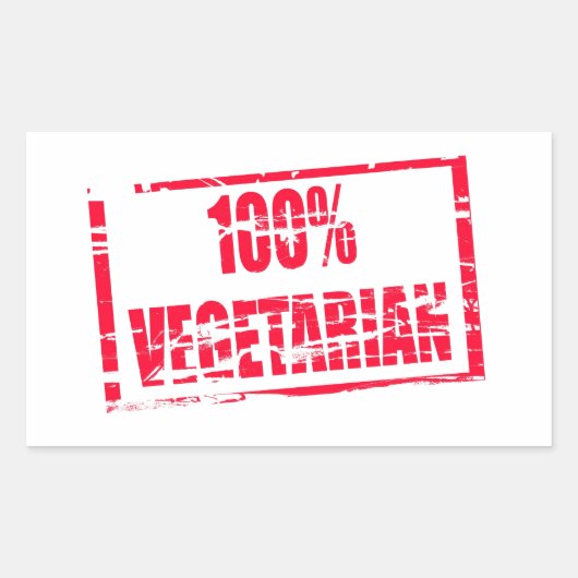 100% vegetariër rechthoekige sticker (Voorkant)
