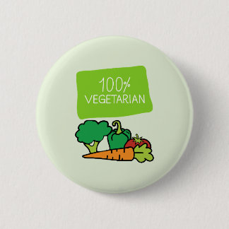 100% Vegetarisch en Trots Ronde Button 5,7 Cm