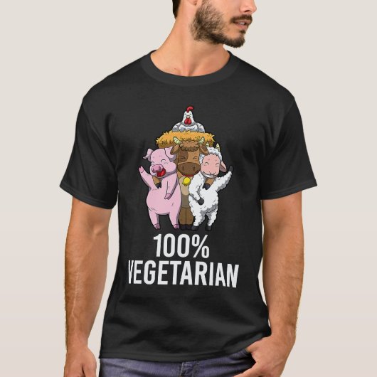 100 Vegetarische Groente AF Vegan Statement Heren T-shirt (Voorkant)