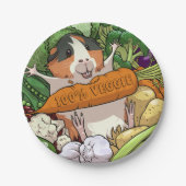 100% veggie gelukkig cavia met wortel papieren bordje (Voorkant)
