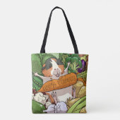 100% veggie gelukkig cavia met wortel tote bag (Achterkant)
