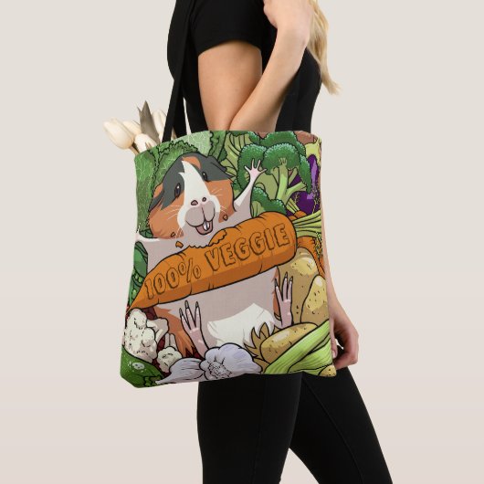 100% veggie gelukkig cavia met wortel tote bag (Dichtbij)