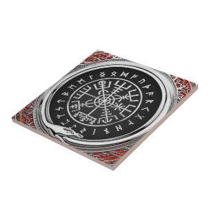 [100] Vegvisir - het Zilveren Magische Runen- Tegeltje