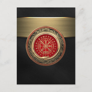 [100] Vegvisir - Viking Gold Magic Runass Briefkaart