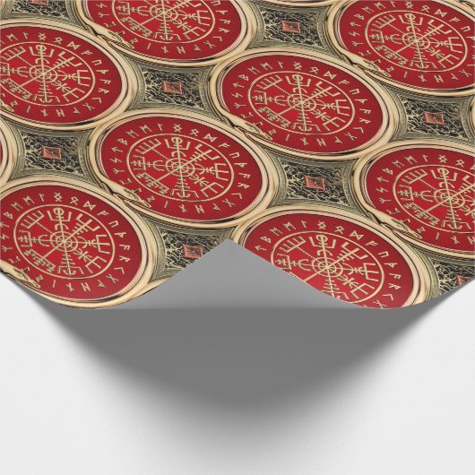 [100] Vegvisir - Viking Gold Magic Runass Cadeaupapier (Hoek)